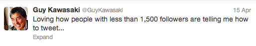 Tweet of Guy Kawasaki